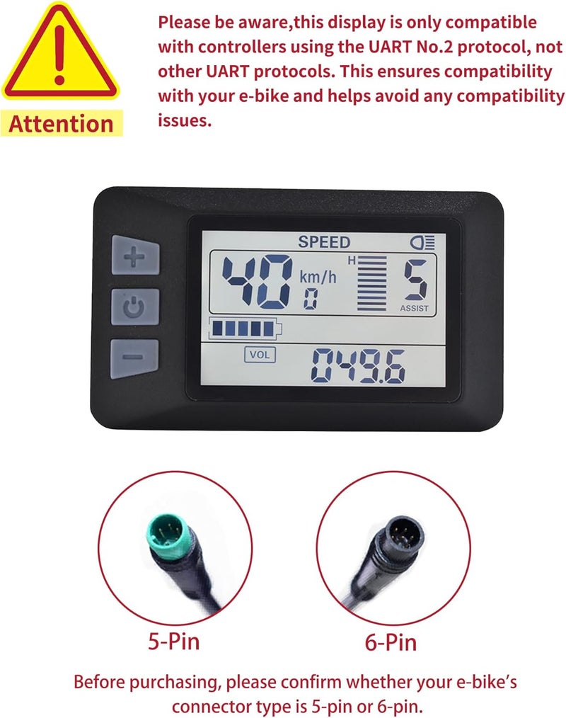 Mcezdy شاشة دراجة كهربائية، بروتوكول UART رقم 2، دراجة كهربائية 24V، 36V، 48V، 60V، كمبيوتر للدراجات، شاشة LCD، عداد سرعة للدراجة الكهربائية لتعديل الدراجة (P3H) - Image 2